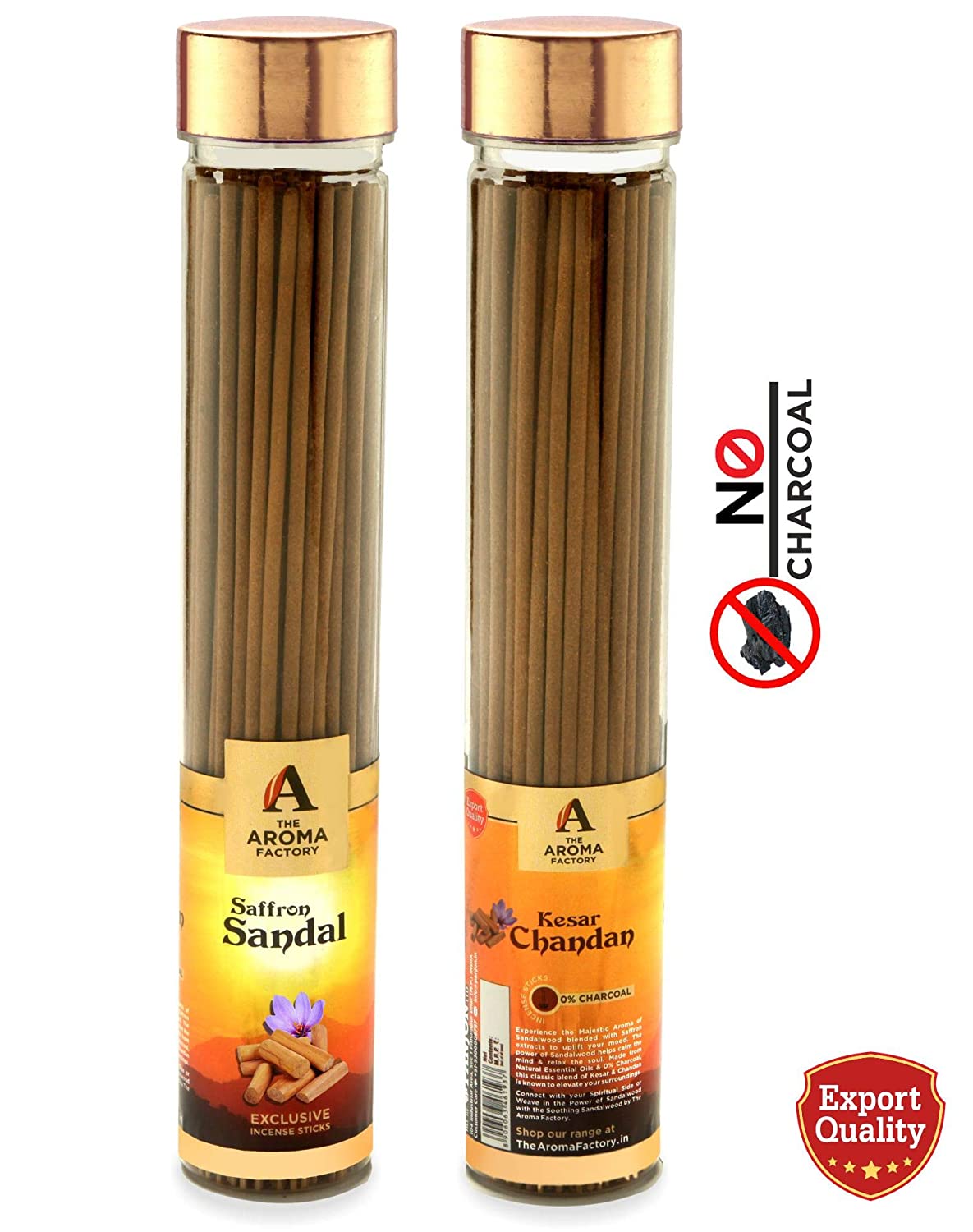 The Aroma Factory Kesar Chandan Saffron Sandal and Pure Gugal Pooja Agarbatti (Bottle Pack of 2 x 100)