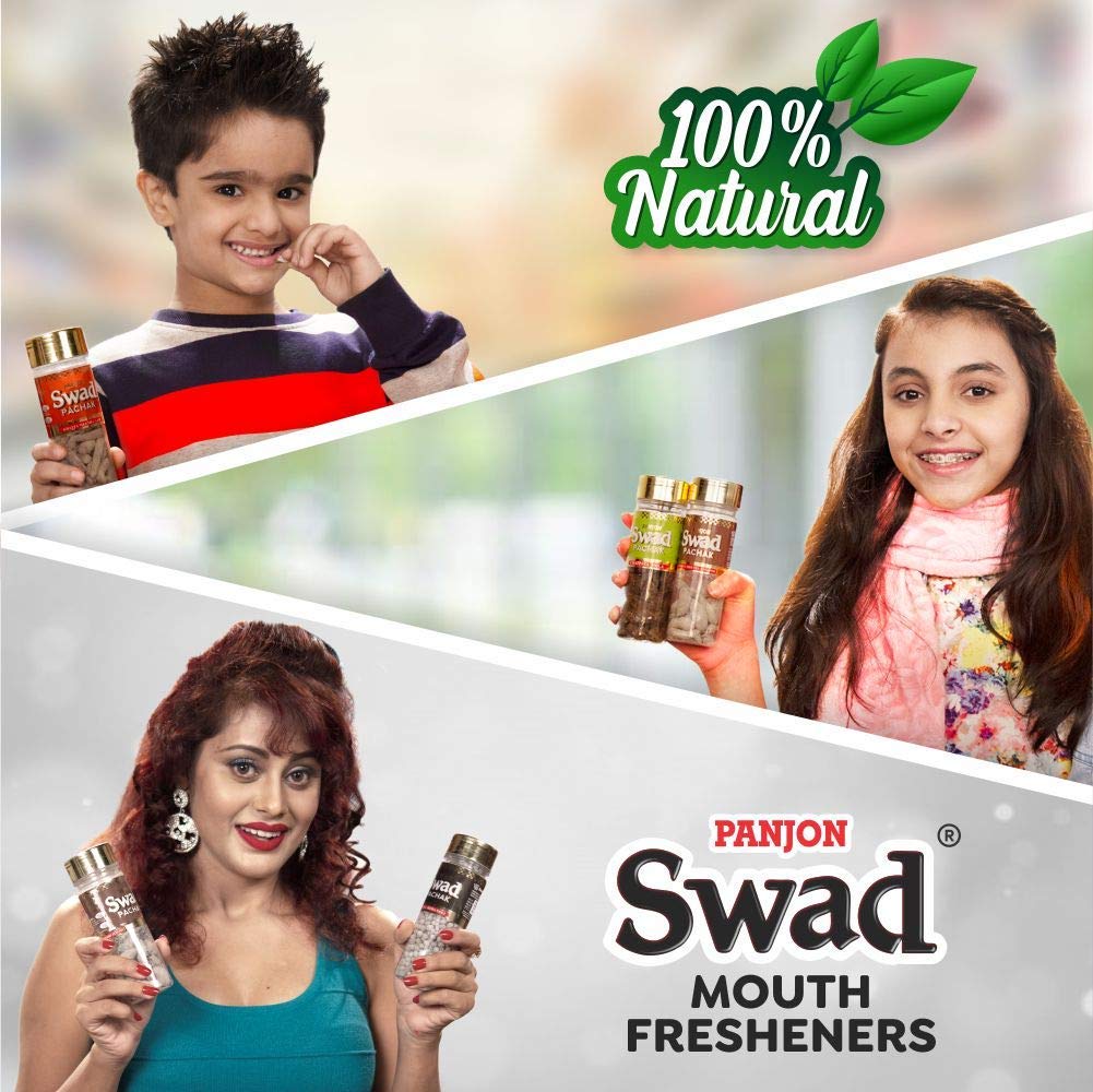Panjon Swad Mumbaiya Mix Mukhwas & Calcutta Paan Mouth Freshener (100% Natural) 2 Bottles, 230g