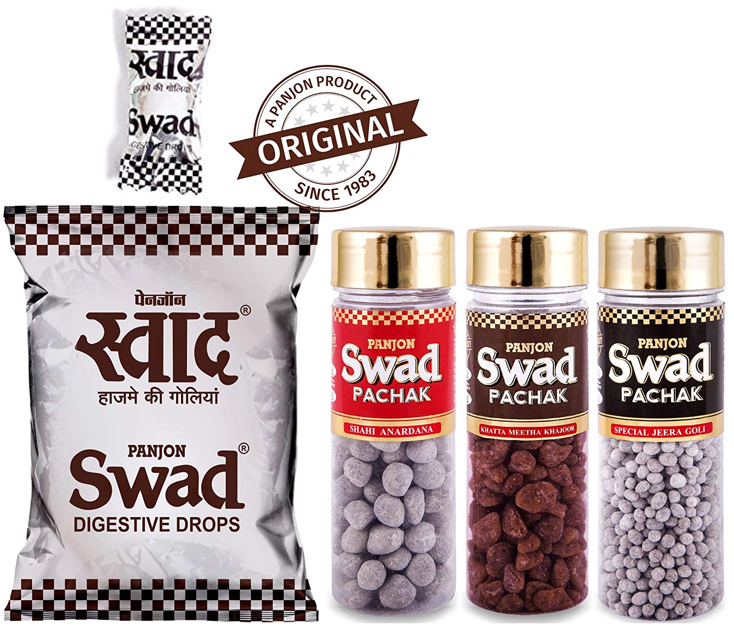 Swad Maha Saver Pack Candy Pouch, 370g with Swad Pachak Bottles, 110g (Pack of 3, Anardana, Jeera and Khatta Meetha)