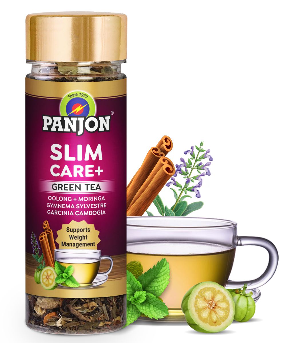Panjon Slim Care+ Green Tea For Weight Loss with Oolong, Moringa, Lemongrass, Garcinia Cambogia, Rooibos Herb, Gymnema Sylvestre, Jasmine, 1 Jar (40g - 30 TeaCups)