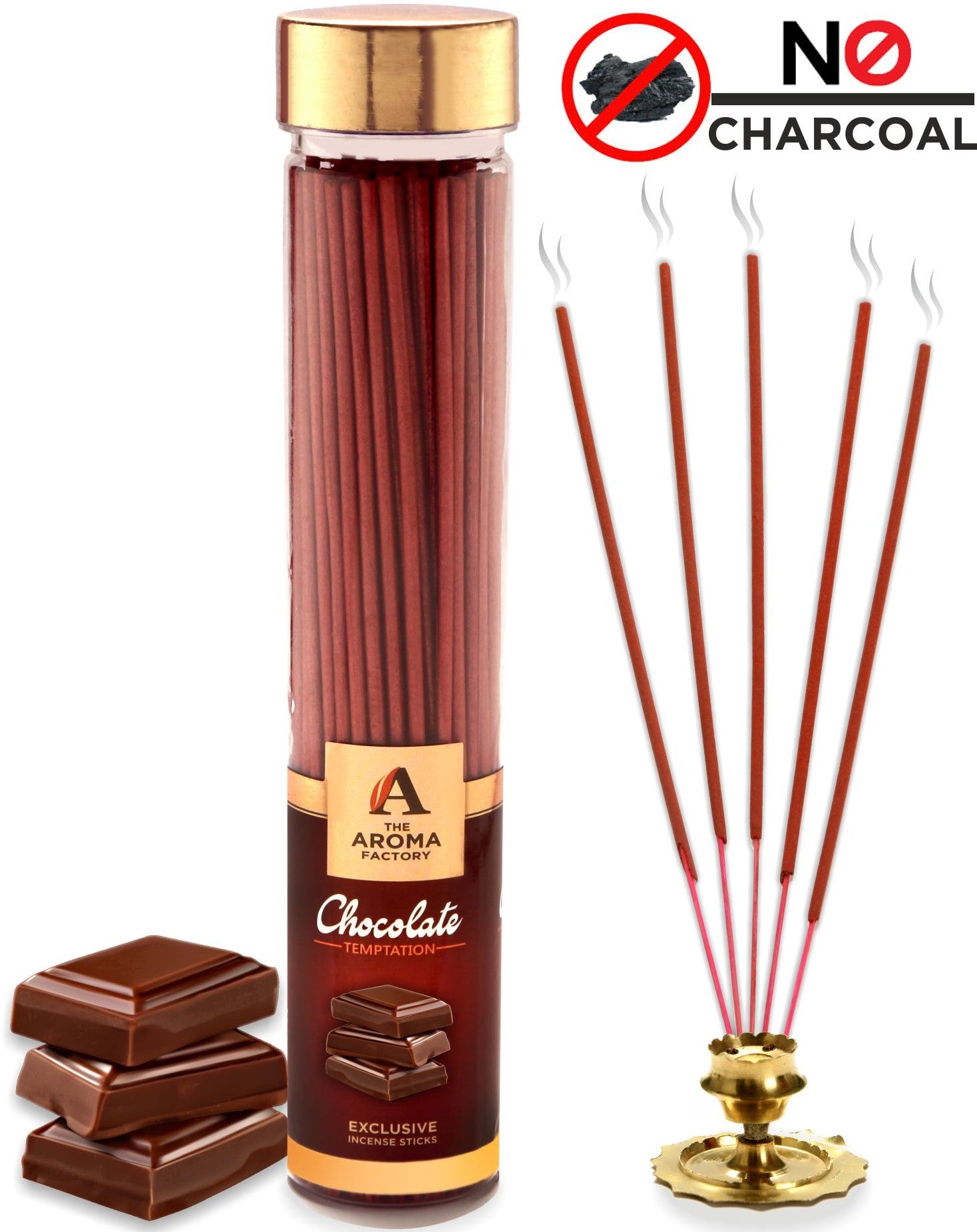 The Aroma Factory Chocolate Temptation Incense Sticks Agarbatti (Charcoal Free & 100% Herbal) 100g