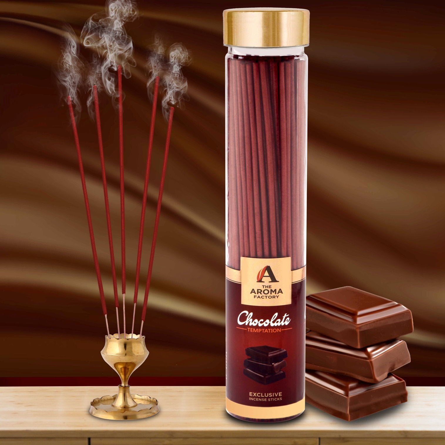 The Aroma Factory Chocolate Temptation Incense Sticks Agarbatti (Charcoal Free & 100% Herbal) 100g