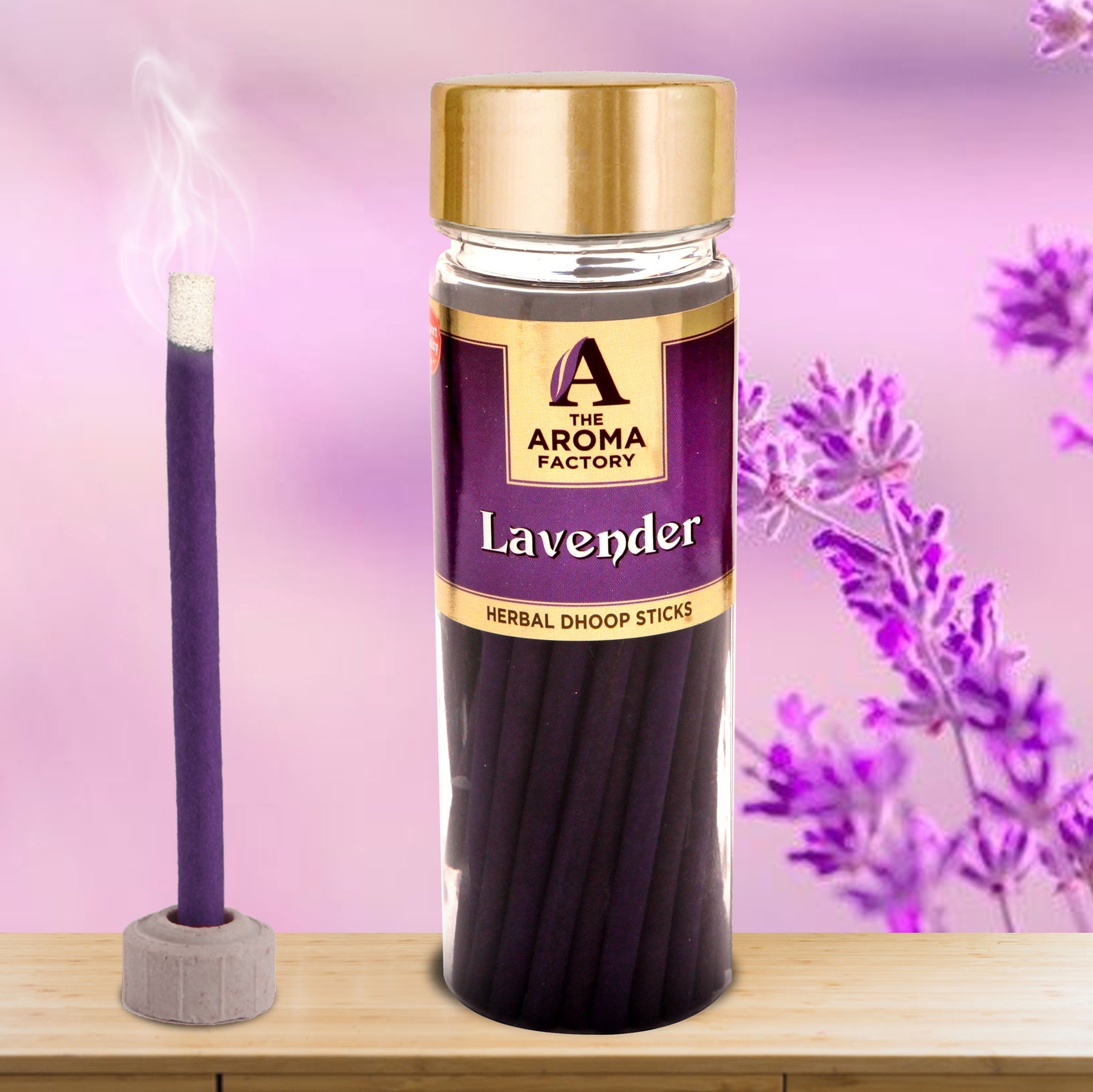 The Aroma Factory Lavender Dhoop batti Sticks Bottle [Free Stand] 100g