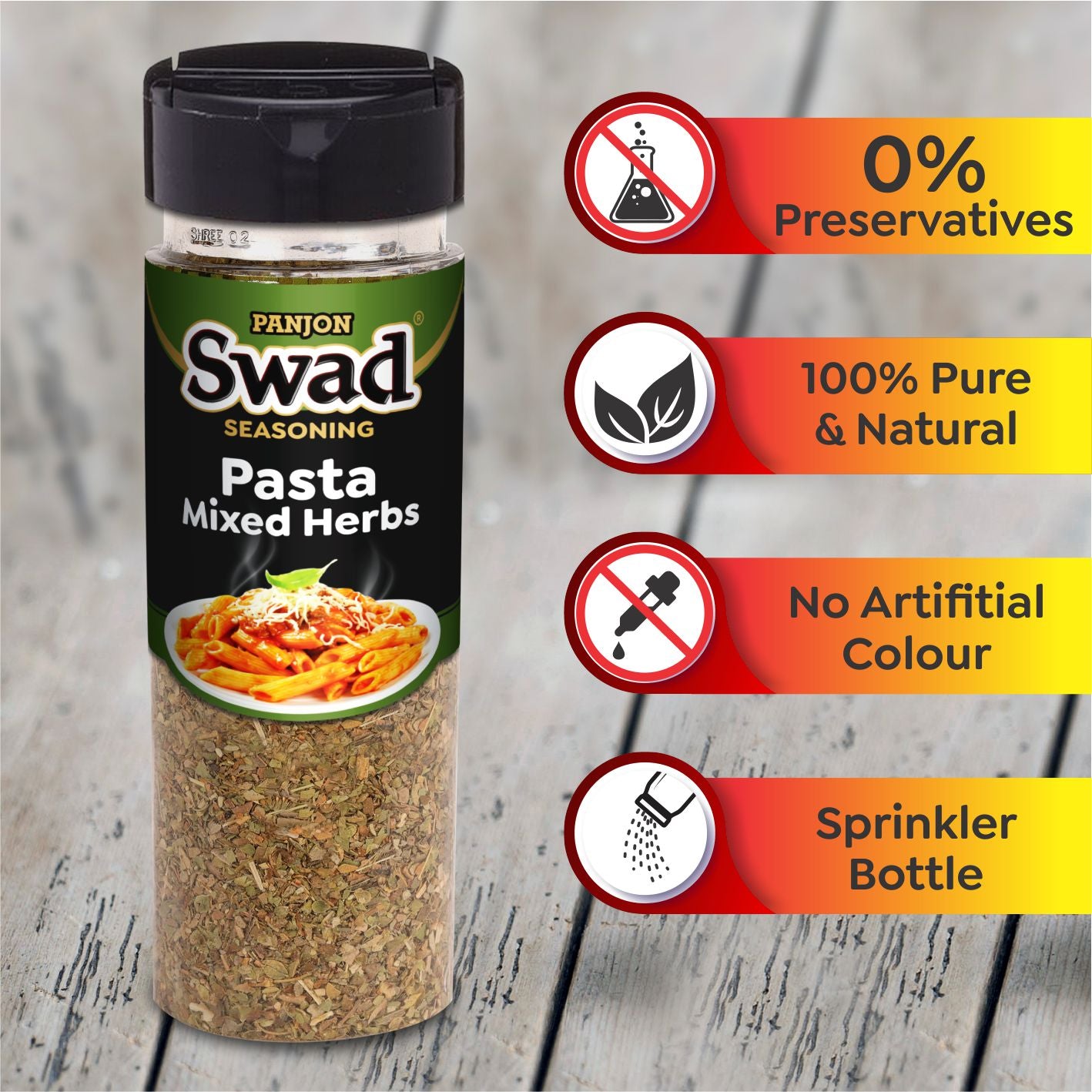 Swad Pasta Mixed Herbs, 100% Pure Italian Seasoning Spinkler Bottle 100g