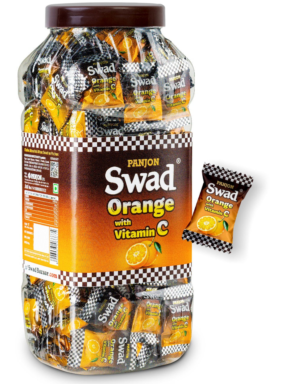 Swad Orange Candy with Vitamin C (Healthy Immunity Tablet Bite Toffee) Jar, 500g